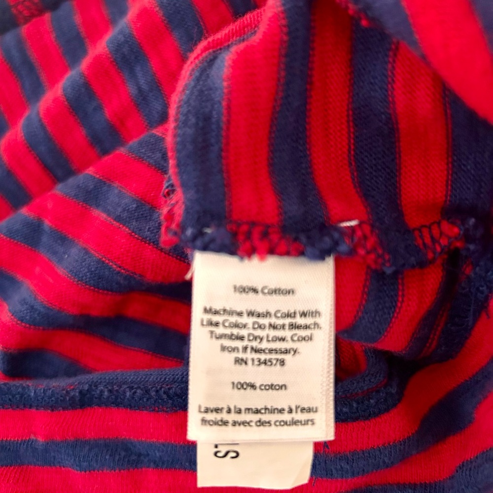 Vineyard Vines Sz Med Red & Navy Stripe One Shoulder Bow Dress 100% Cotton - Picture 10 of 12